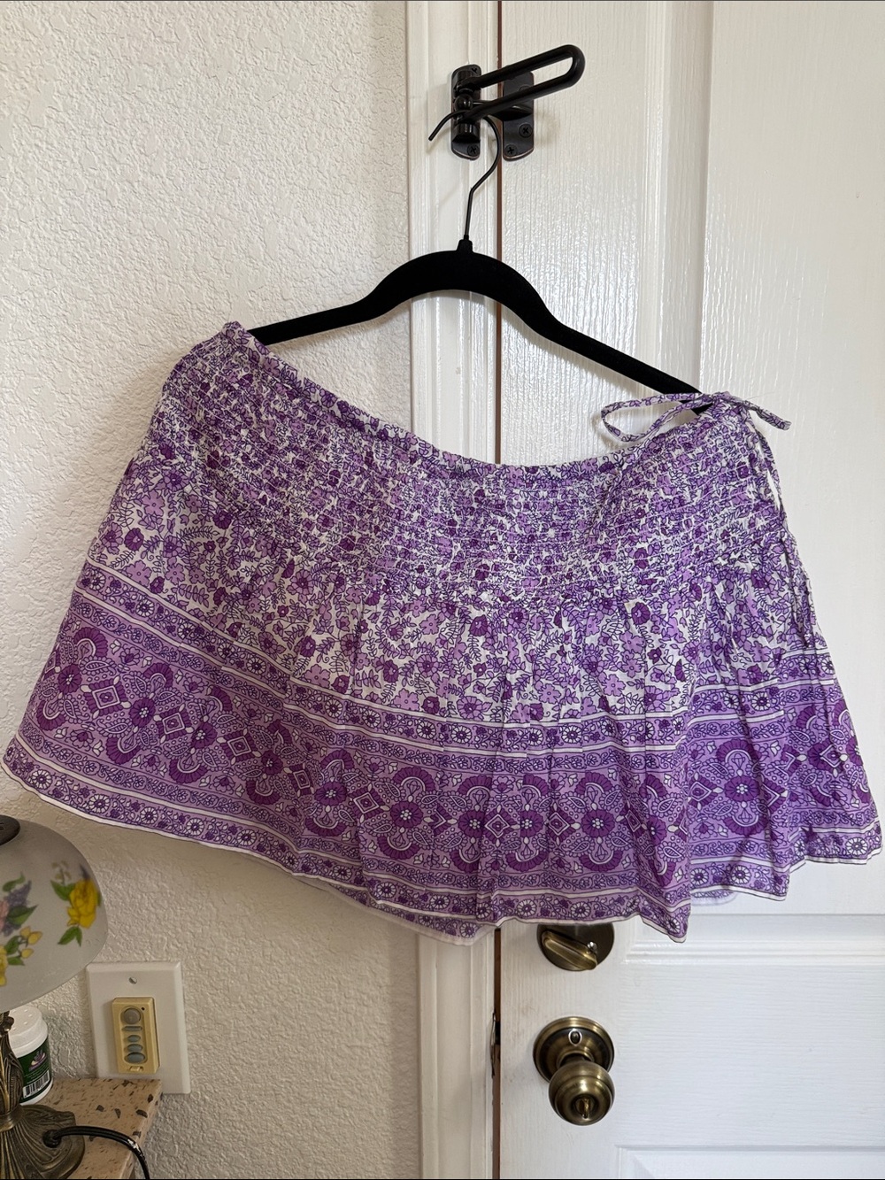 Aerie Purple Floral Boho Tiered Mini Skirt